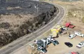 Fotografía aérea del puesto de mando del incendio de Fermoselle