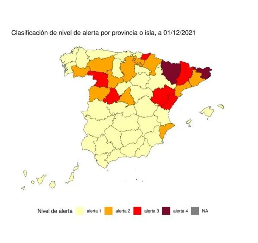 Alerta por provincias ministerio de Sanidad